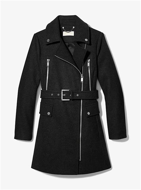 michael michael kors wool blend officer's coat|Michael Kors zip closure coats.